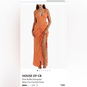 Orange House of CB Pixie Ruffle Georgette Body-Con cocktail dress